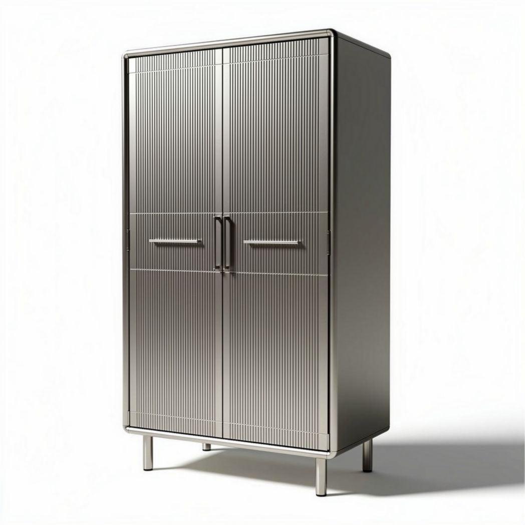 Stainless steel storage cabinet with double doors for garage or workshop 150 x 75 x 45cm