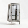 Glass display cabinet with metal frame and three adjustable shelves 60 x 40 x 150cm
