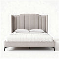 Upholstered bed frame with tufted headboard and solid wood legs 200 x 160 x 90cm