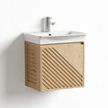 Wall-mounted bathroom vanity with ceramic sink and wood finish 50 x 30 x 60cm