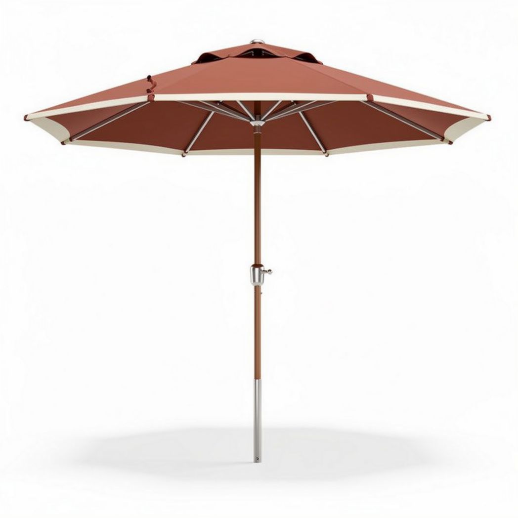 Outdoor patio umbrella with aluminum frame and rust-resistant finish 180 x 180 x 250cm in terracotta color