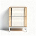 Wooden chest of drawers in white and natural finish 80 x 40 x 100cm