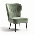Velvet accent chair with curved backrest in sage green 70 x 70 x 90cm