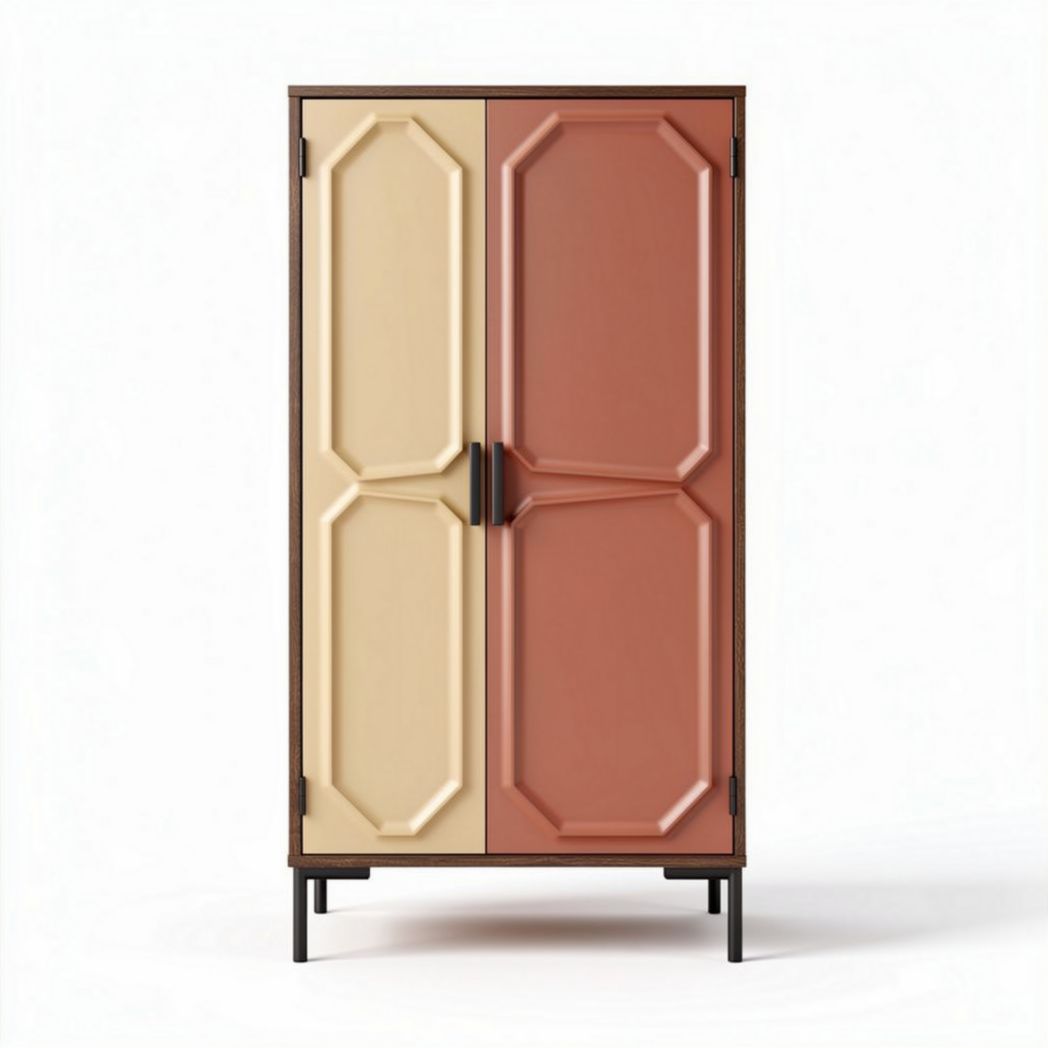 Two-tone storage cabinet with wooden frame and adjustable shelves 80 x 40 x 150cm