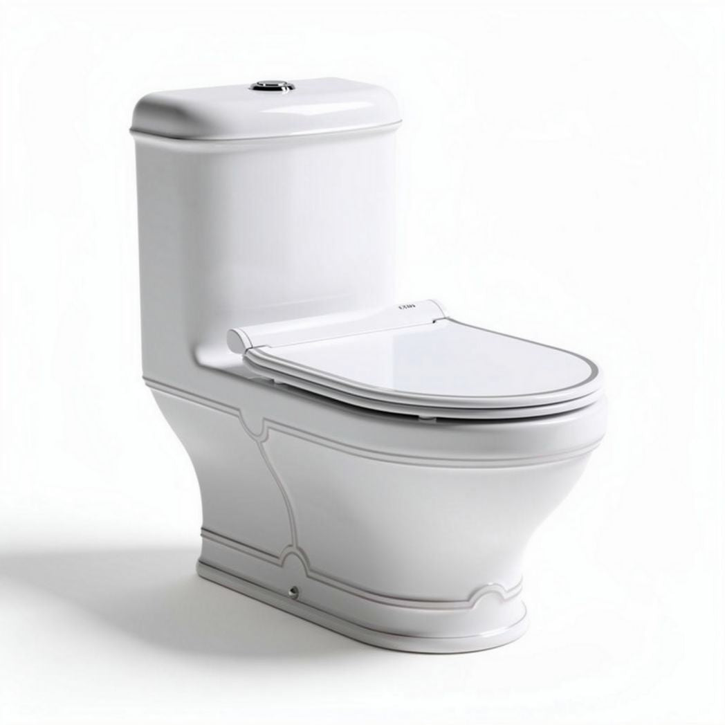 One piece elongated toilet with integrated bidet function white ceramic 70 x 40 x 40cm
