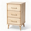 Wooden nightstand with three drawers and gold handles 40 x 30 x 70cm