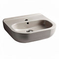 Wall-mounted bathroom sink in beige ceramic with integrated overflow 50 x 40 x 10cm