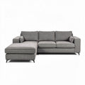 L-shaped sectional sofa in grey fabric with removable cushions 230 x 160 x 85cm