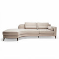 Curved sectional sofa with fabric upholstery and wooden legs in beige 230 x 100 x 85cm