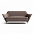 Modern brown fabric loveseat with minimalist design and steel legs 150 x 80 x 75cm