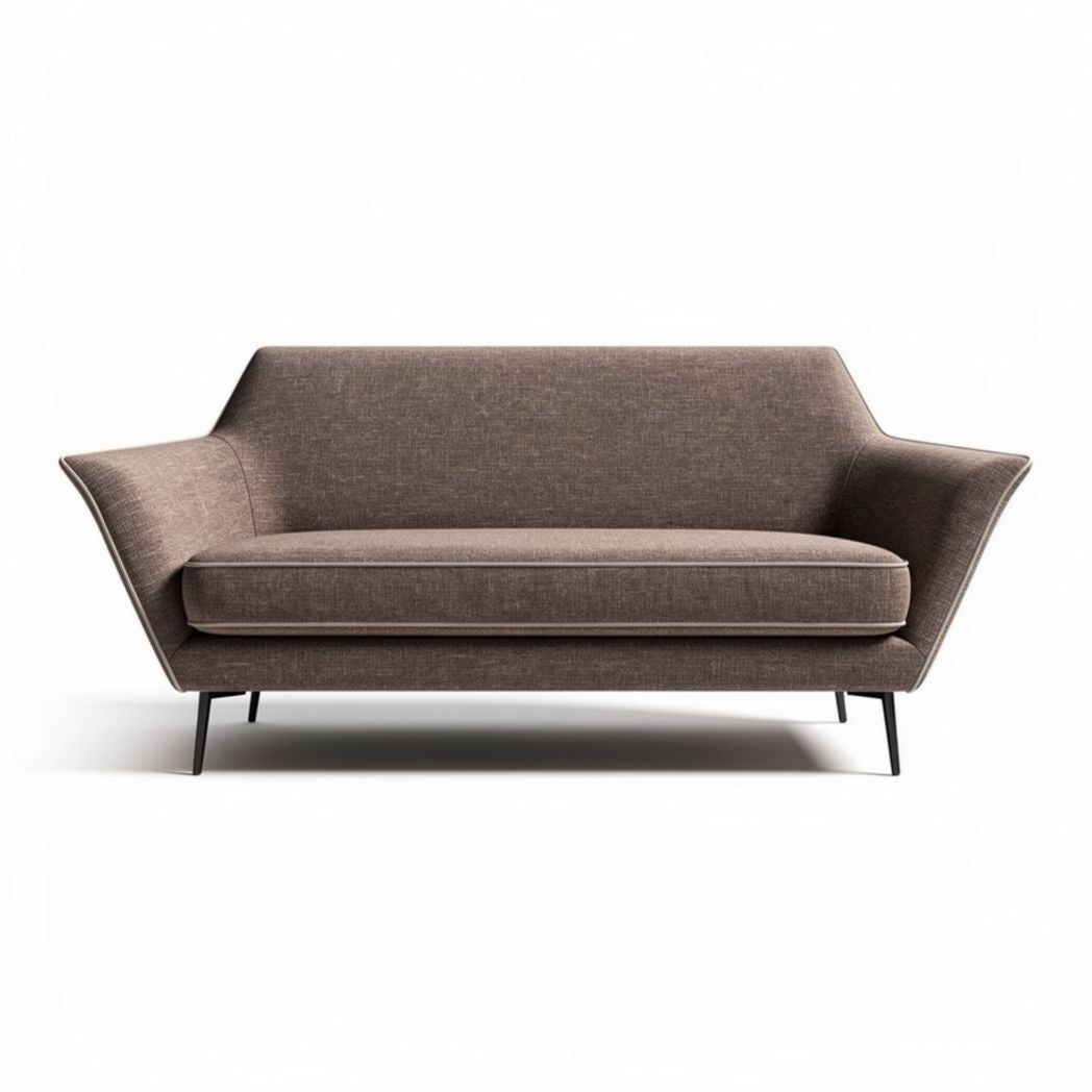Modern brown fabric loveseat with minimalist design and steel legs 150 x 80 x 75cm