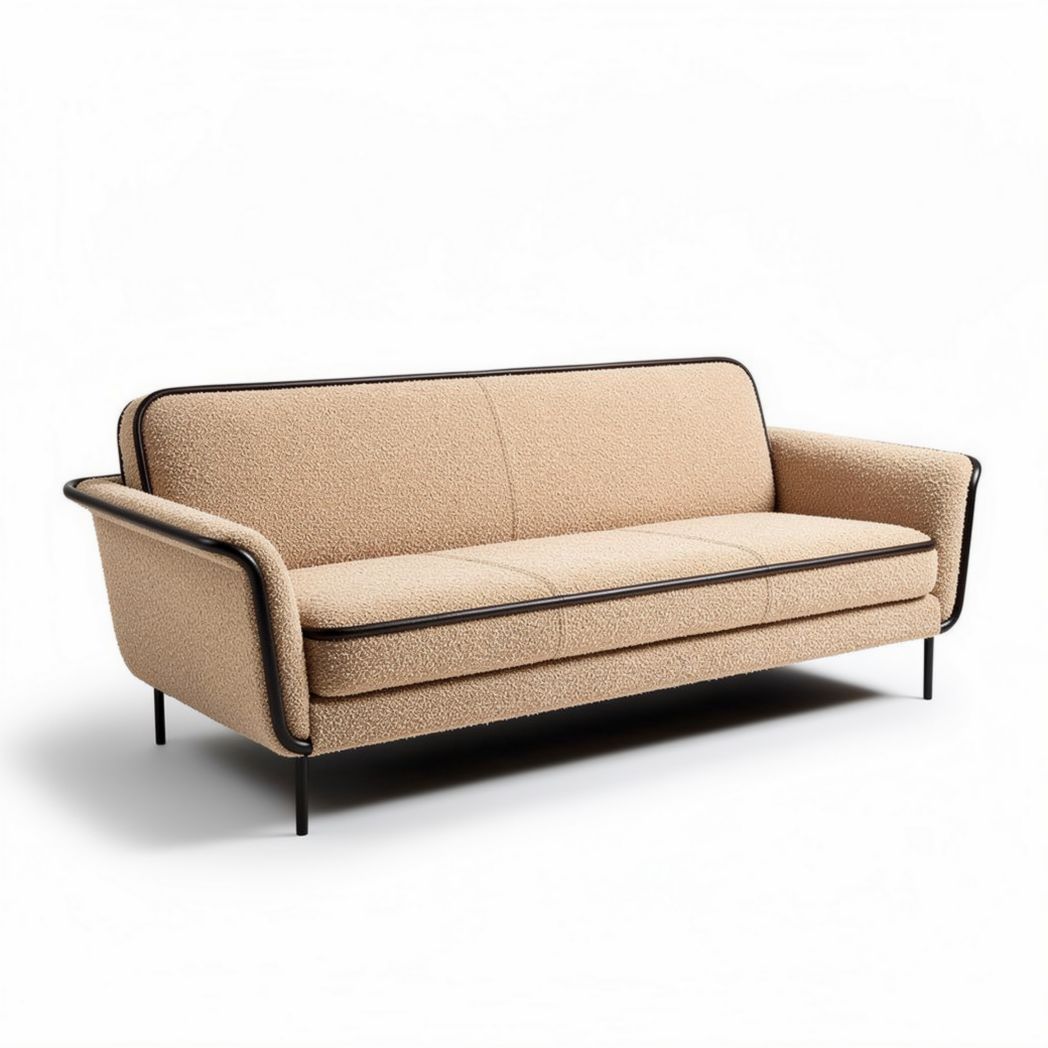 Bergamo fabric sofa with metal frame in beige for living room 200 x 80 x 75cm
